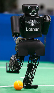 NimbRo KidSize 2007 robot Lothar kicking