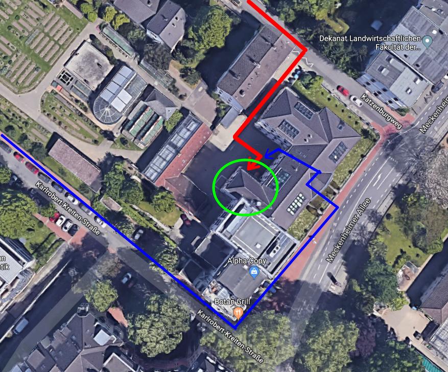 route to lecture hall MA176 HS-IV