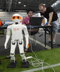 Hafez and Andr configuring a TeenSize robot