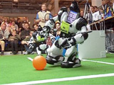 Humanoid beim Fuballspiel; Rechte WDR (TV-Bild)